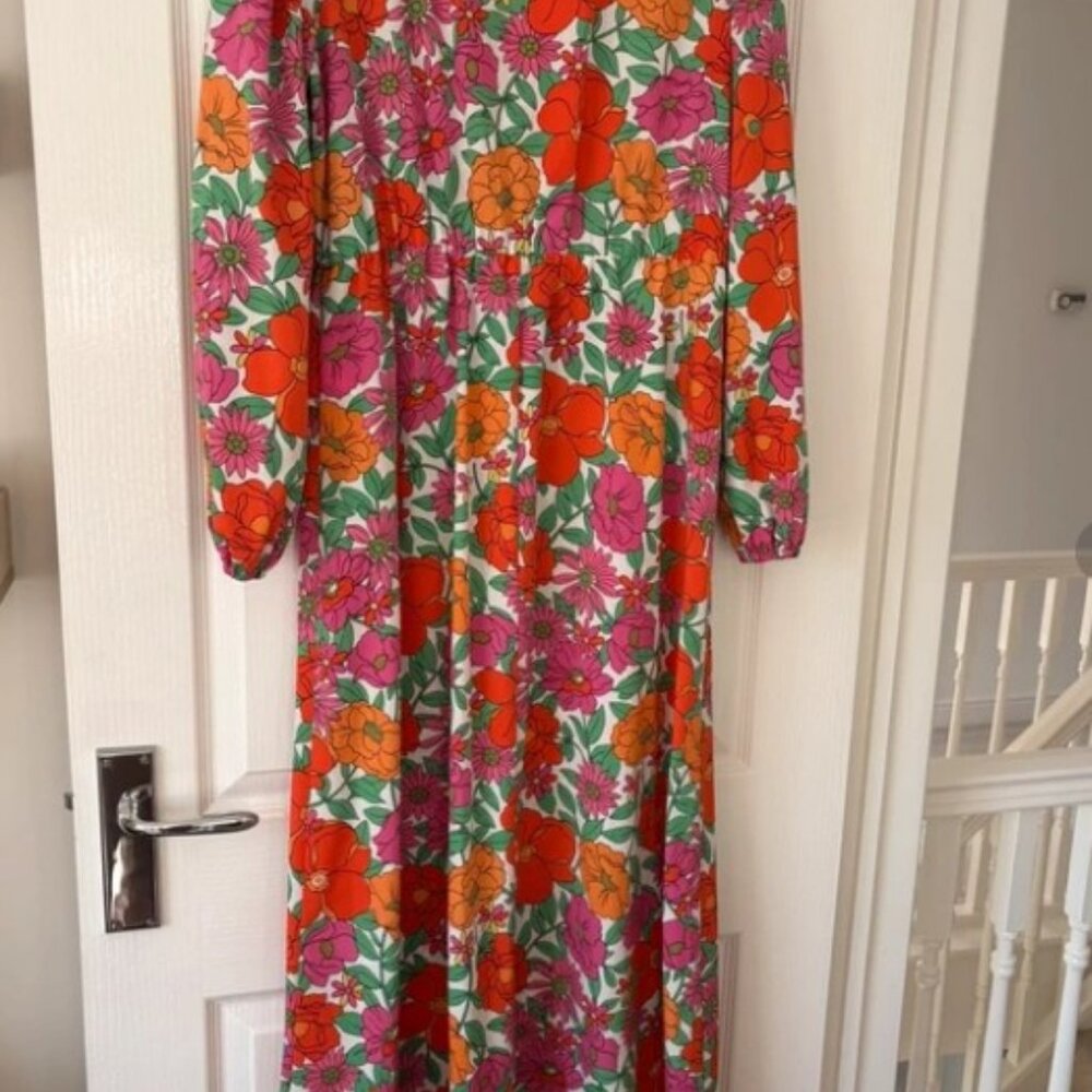 Vila Balloon Sleeve Midi Dress with Frill Waist UK44/US12 - Picture 2 of 4
